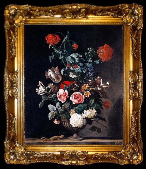 framed  Abraham jansz.begeyn Flowers in a Stone Vase, ta009-2